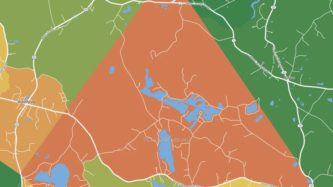 South Hollis, ME Map of Robbery Rates