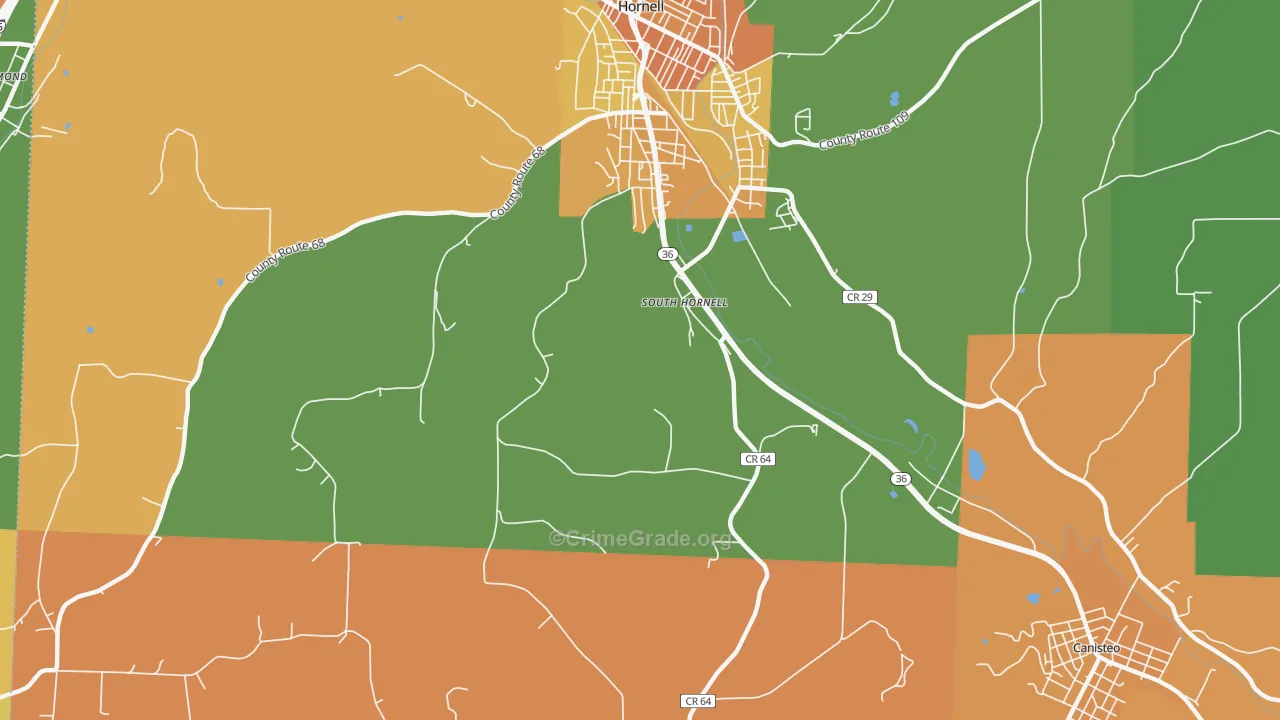 South Hornell, NY Map of Robbery Rates