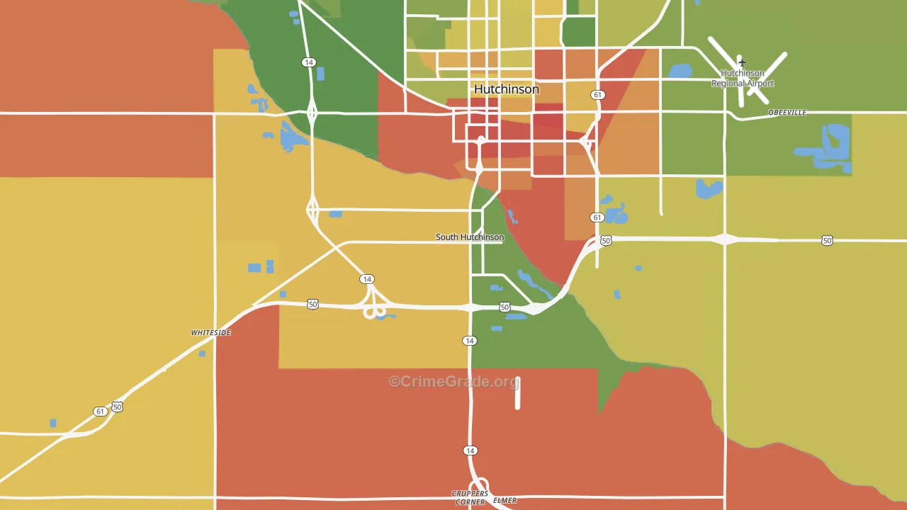 South Hutchinson, KS Map of Robbery Rates