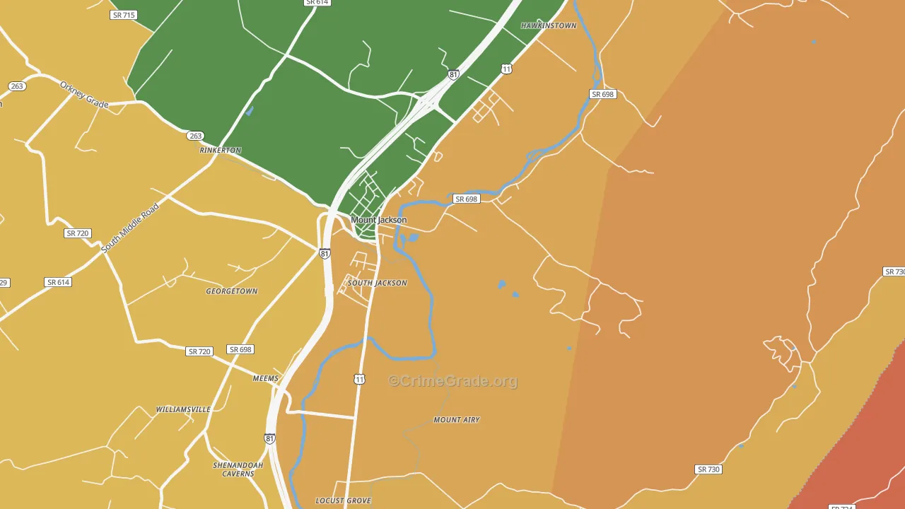 South Jackson, VA Map of Robbery Rates