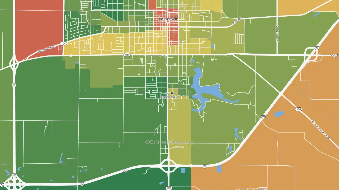 South Jacksonville, IL Map of Robbery Rates