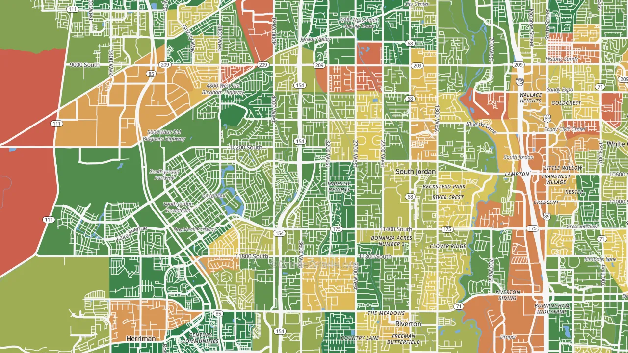 South Jordan, UT Map of Robbery Rates