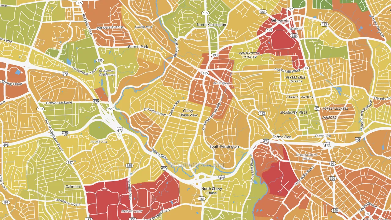 South Kensington, MD Map of Robbery Rates