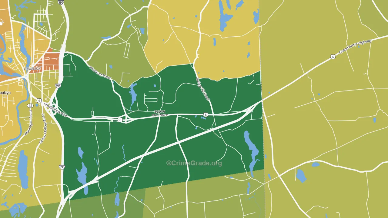 South Killingly, CT Map of Robbery Rates