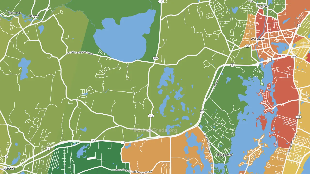 South Kingstown, RI Map of Robbery Rates