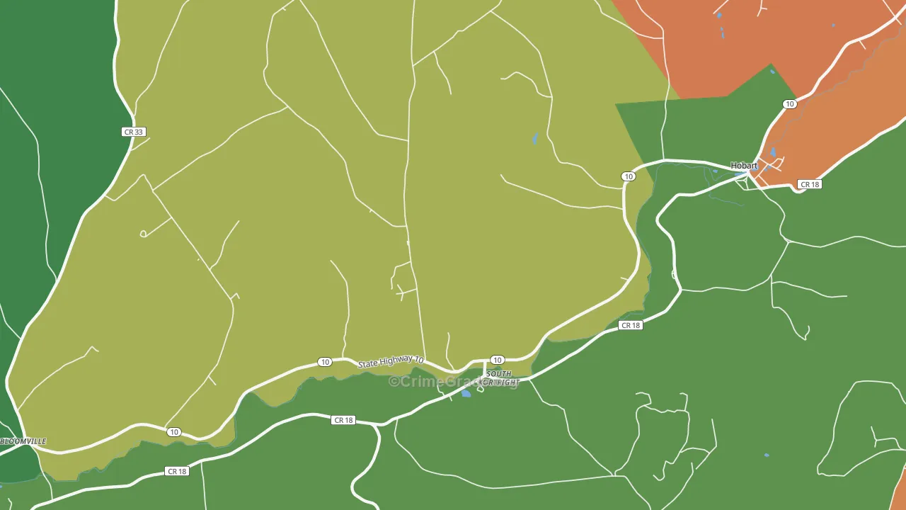 South Kortright, NY Map of Robbery Rates