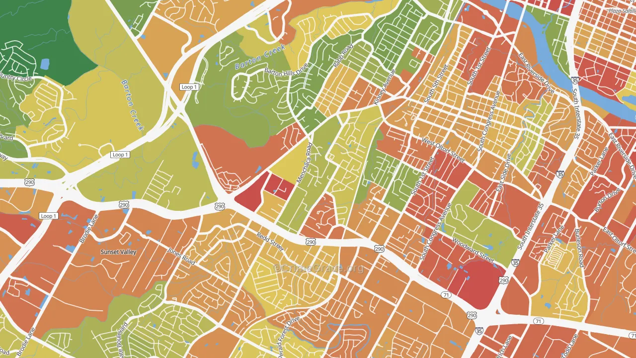 South Lamar, Austin, TX Map of Robbery Rates