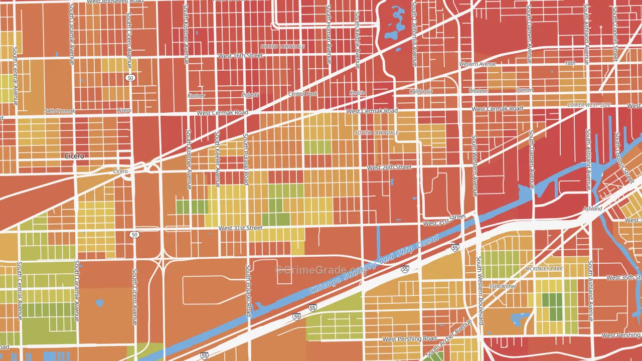 South Lawndale, Chicago, IL Map of Robbery Rates