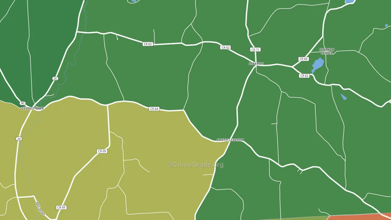 South Lebanon, NY Map of Robbery Rates
