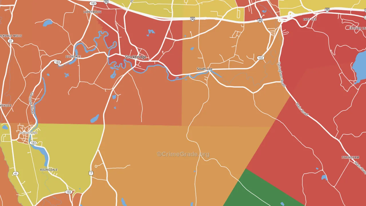 South Lee, MA Map of Robbery Rates