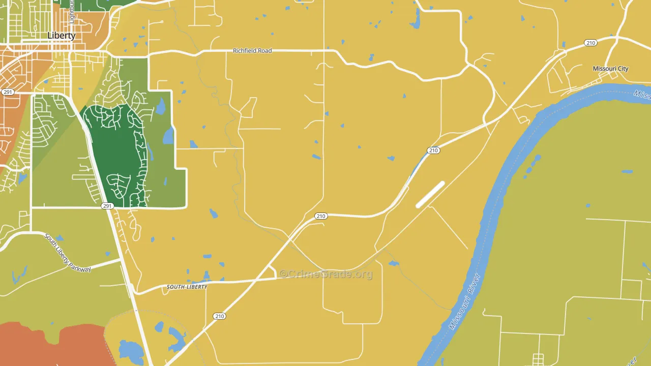 South Liberty, MO Map of Robbery Rates