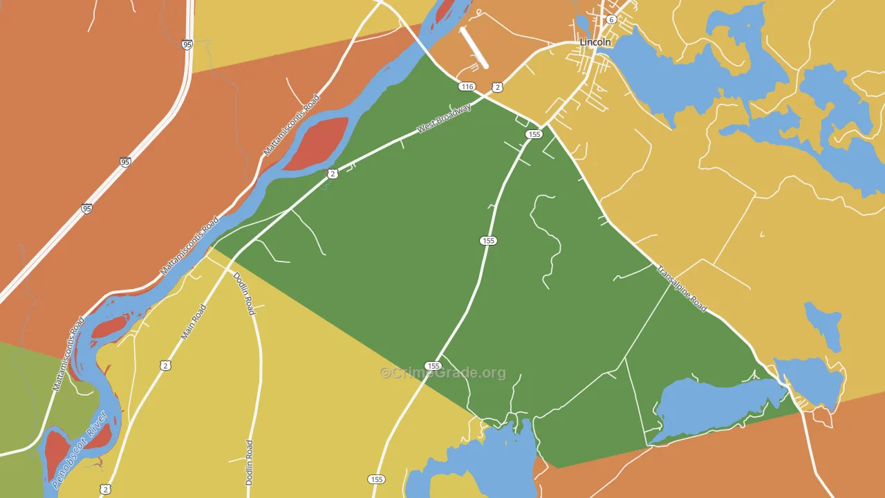 South Lincoln, ME Map of Robbery Rates