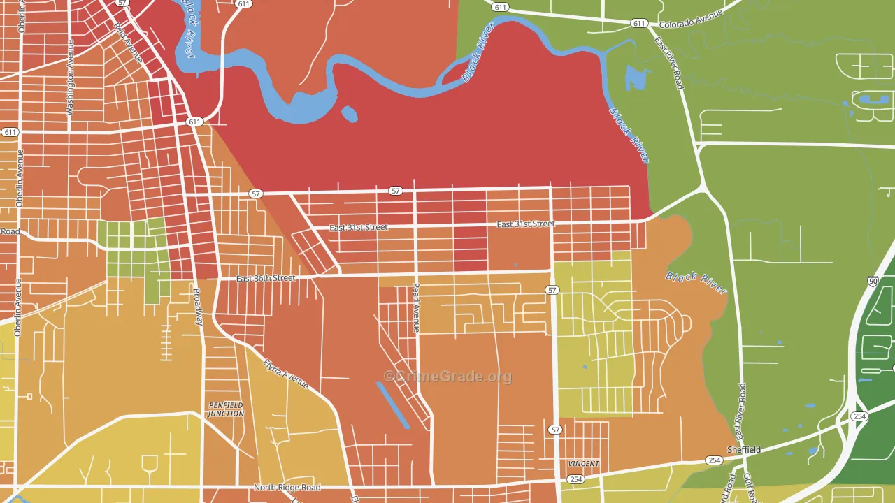 South Lorain, Lorain, OH Map of Robbery Rates