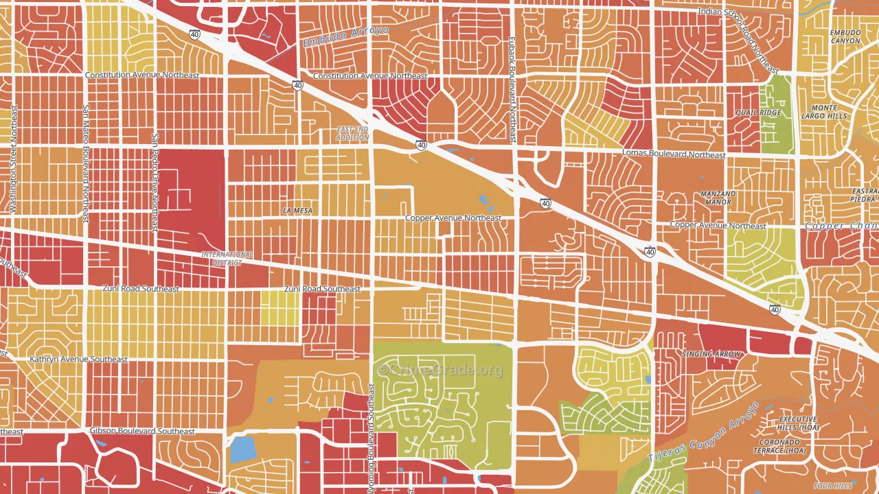 South Los Altos, Albuquerque, NM Map of Robbery Rates