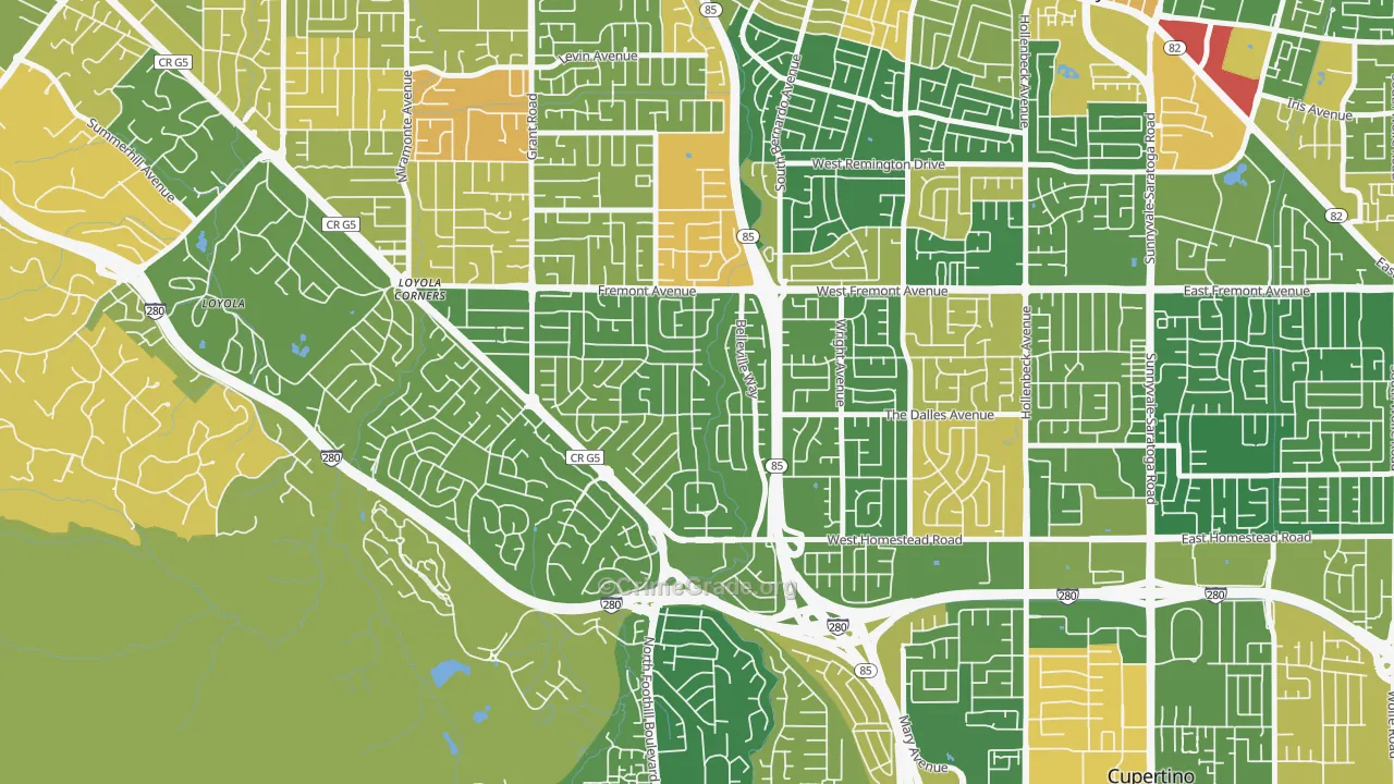 South Los Altos, Los Altos, CA Map of Robbery Rates