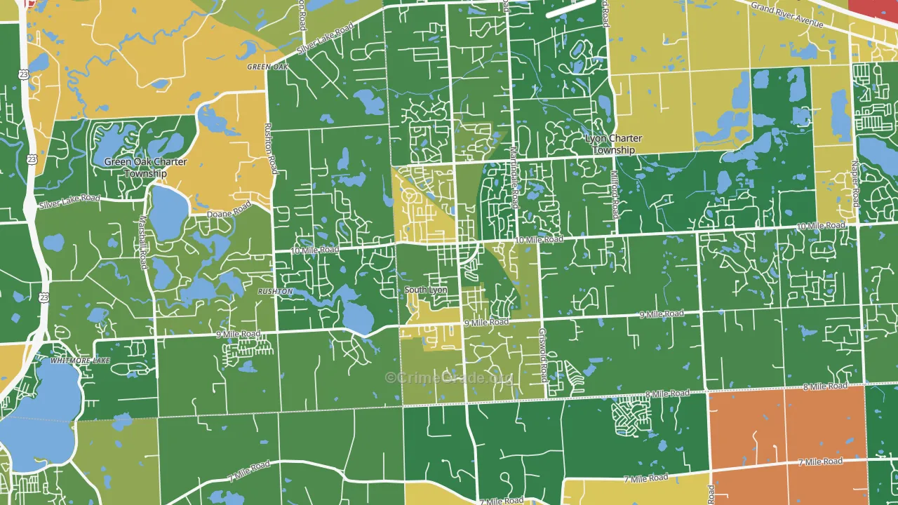 South Lyon, MI Map of Robbery Rates