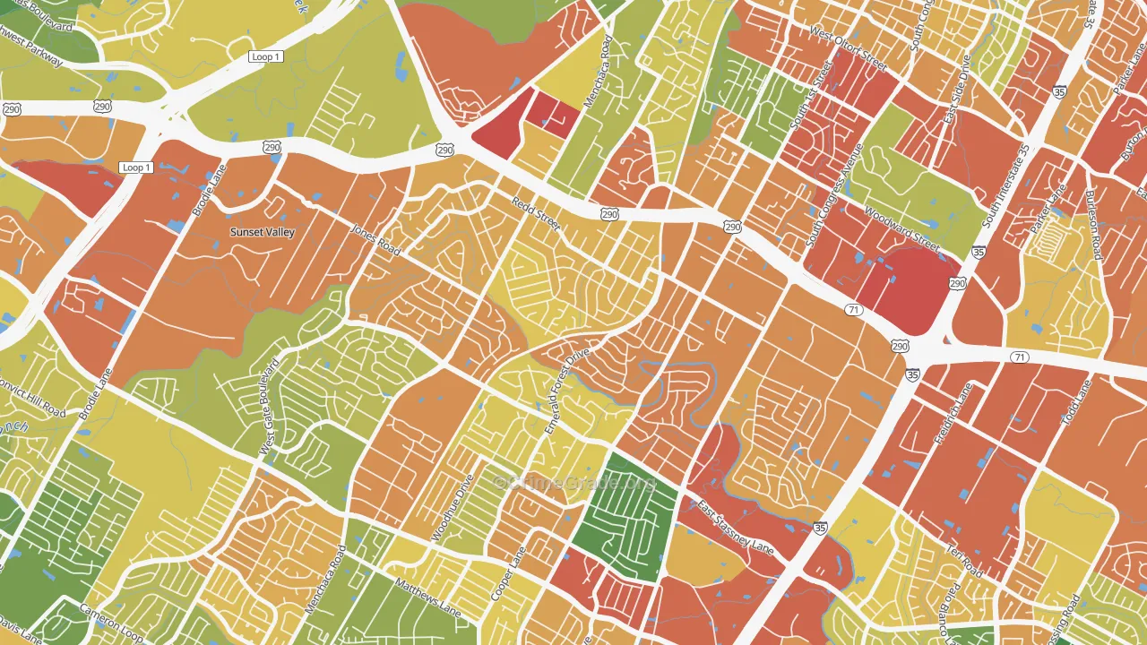 South Manchaca, Austin, TX Map of Robbery Rates