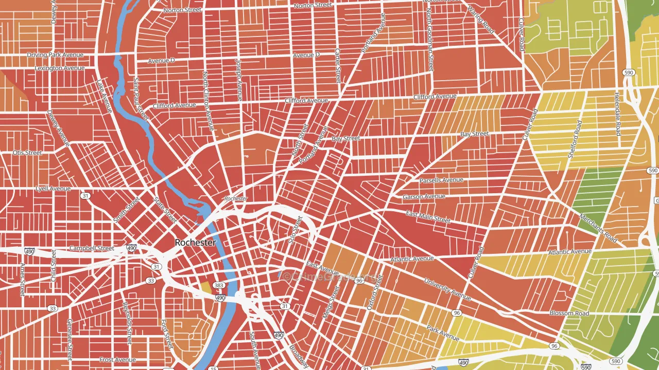 South Marketview Heights, Rochester, NY Map of Robbery Rates