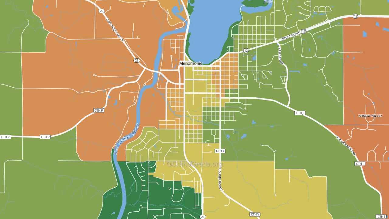 South Menomonie, Menomonie, WI Map of Robbery Rates