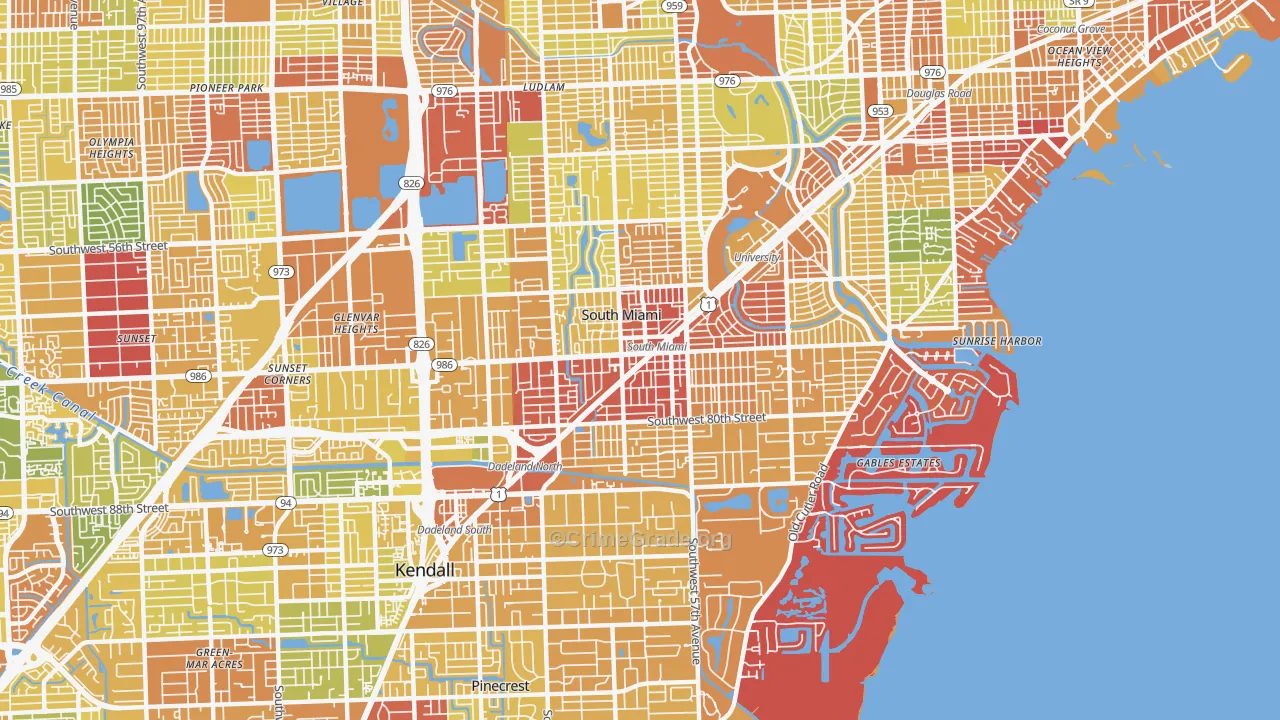 South Miami, FL Map of Robbery Rates