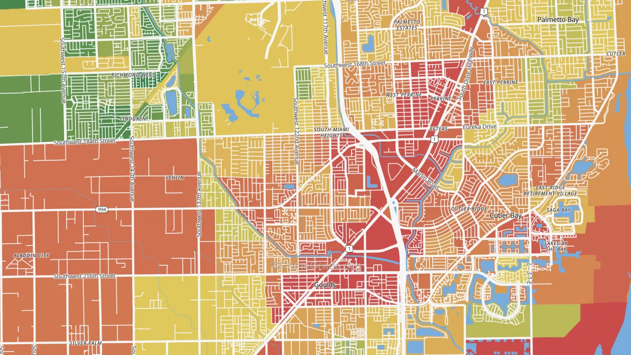 South Miami Heights, FL Map of Robbery Rates
