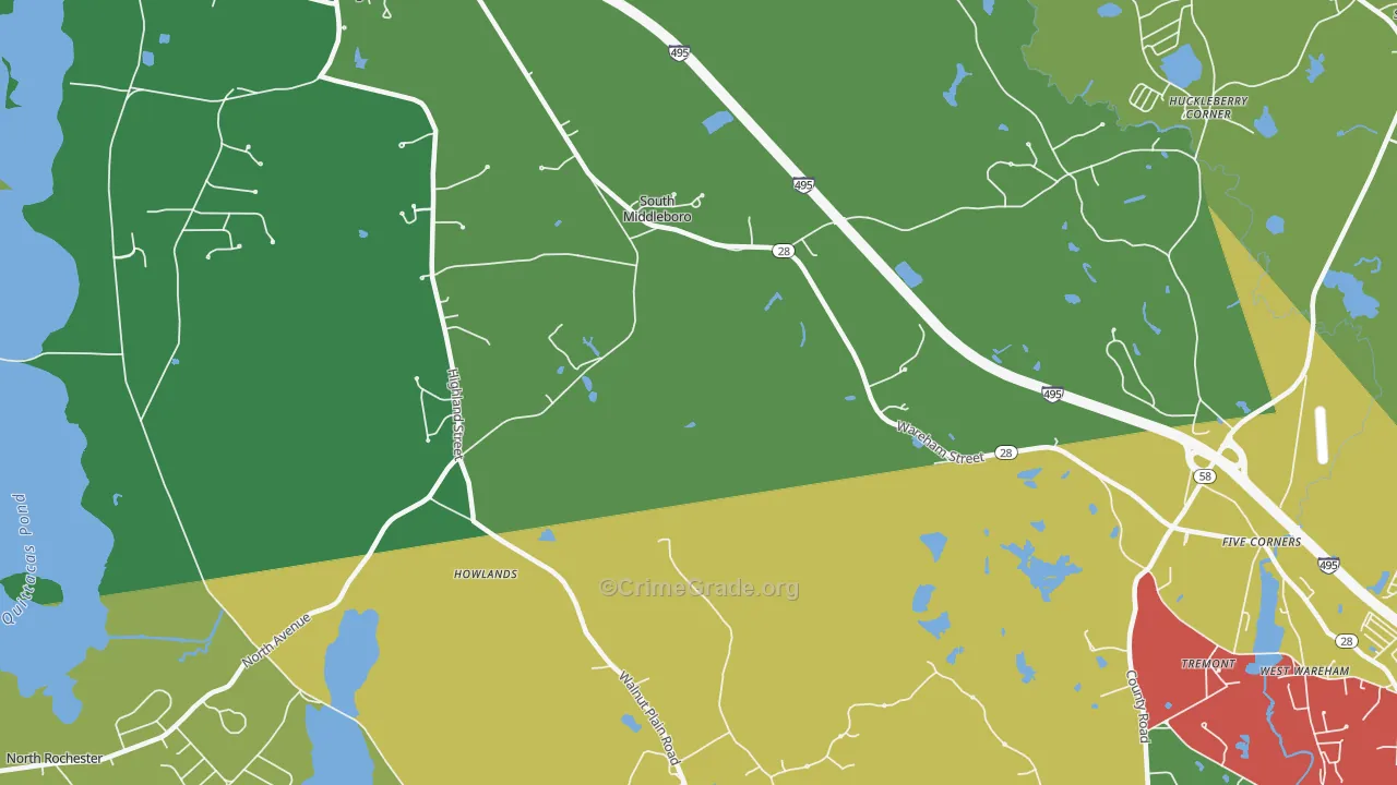 South Middleboro, MA Map of Robbery Rates