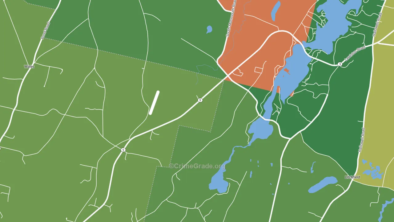 South Monmouth, ME Map of Robbery Rates