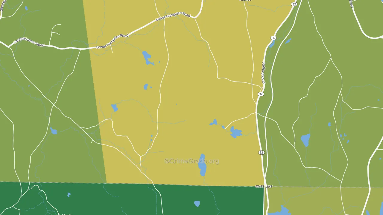South Monson, MA Map of Robbery Rates