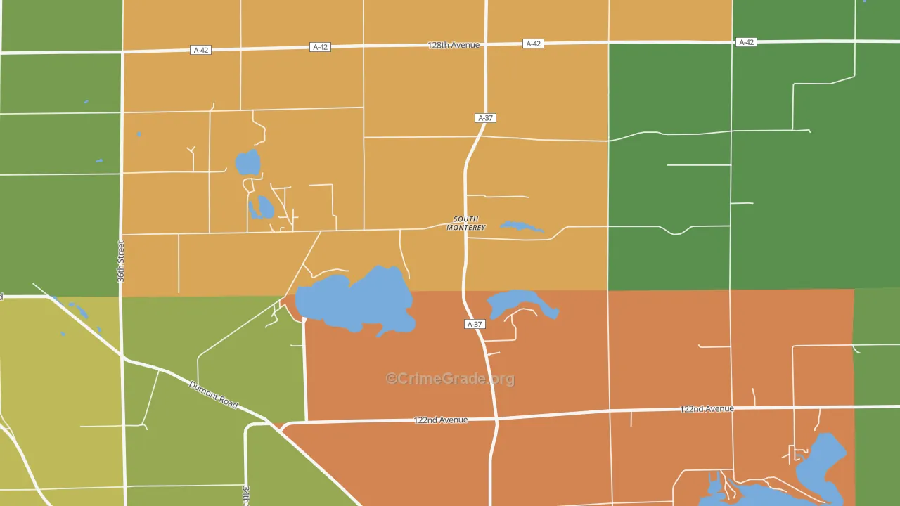 South Monterey, MI Map of Robbery Rates
