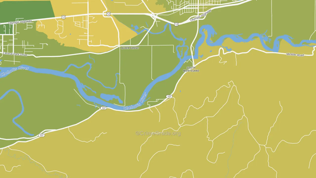 South Montesano, WA Map of Robbery Rates