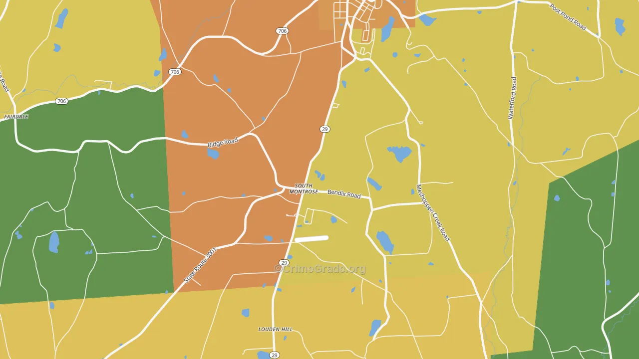 South Montrose, PA Map of Robbery Rates
