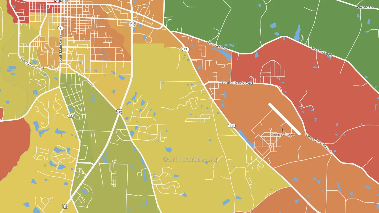 South Moultrie, GA Map of Robbery Rates