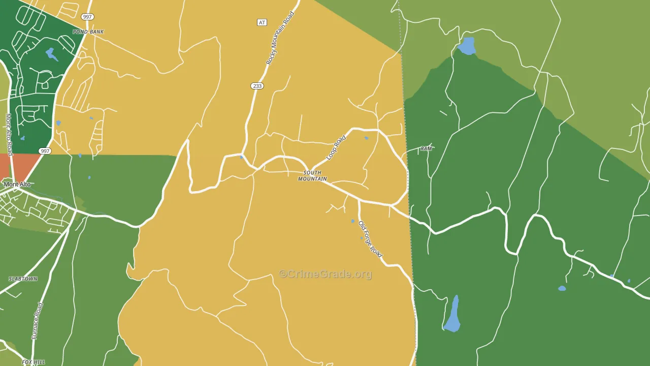 South Mountain, PA Map of Robbery Rates