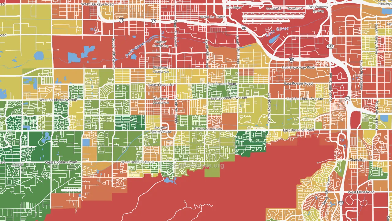 South Mountain, Phoenix, AZ Map of Robbery Rates