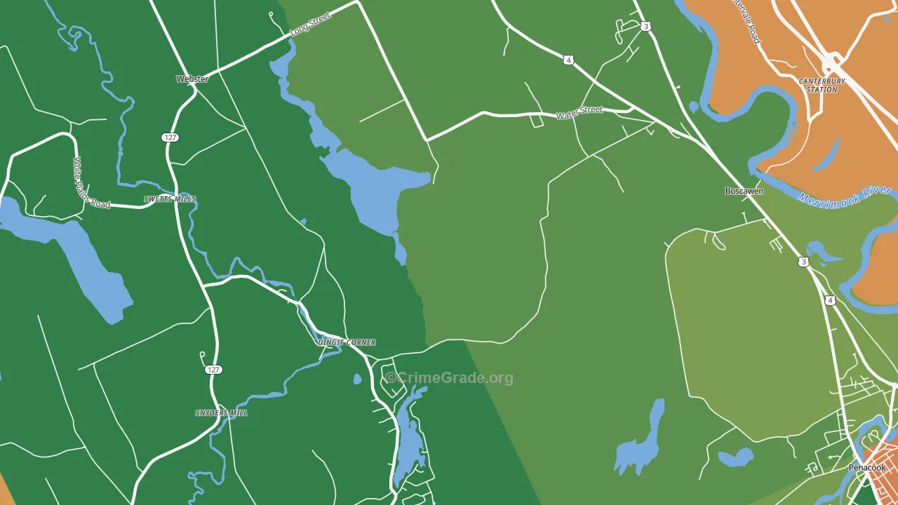South Newbury, NH Map of Robbery Rates