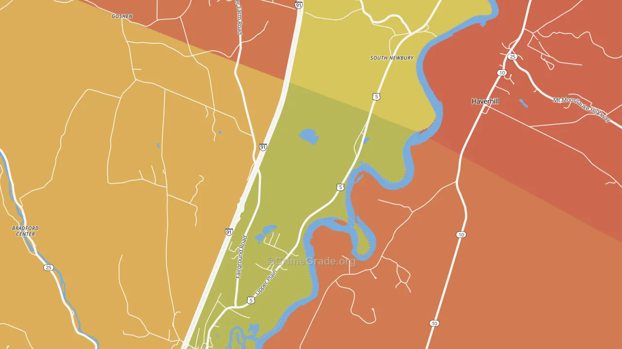 South Newbury, VT Map of Robbery Rates