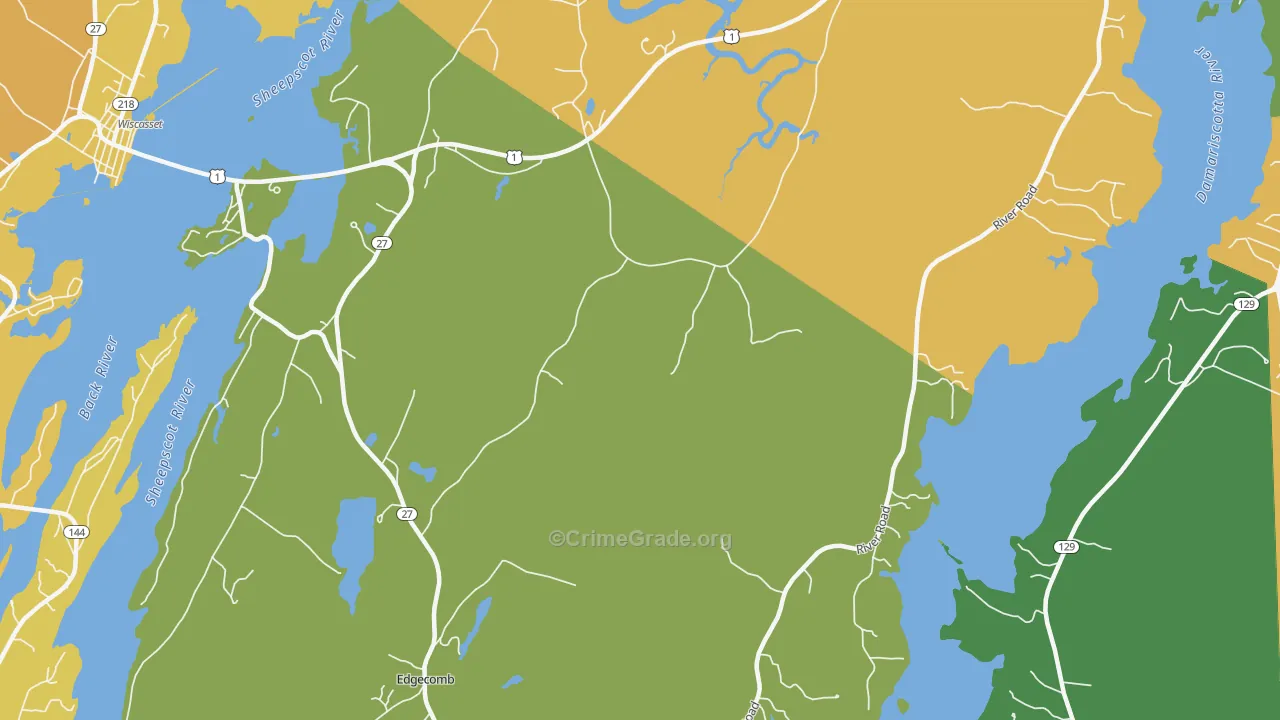 South Newcastle, ME Map of Robbery Rates