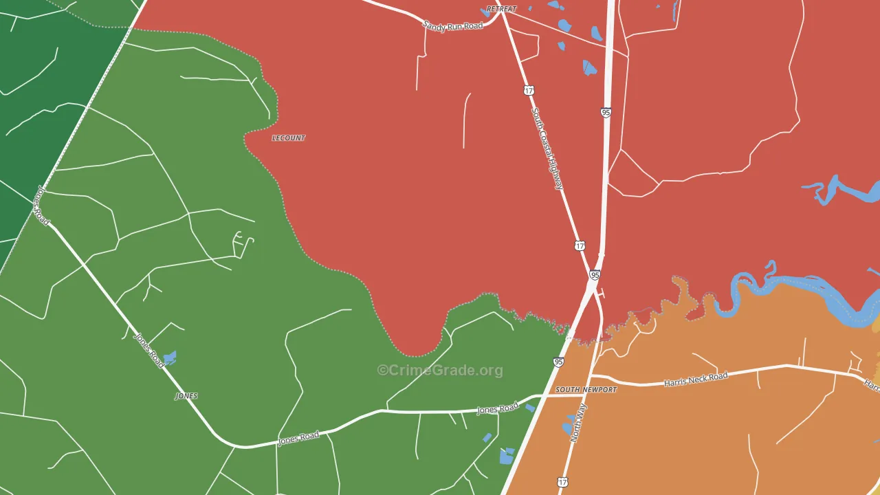 South Newport, GA Map of Robbery Rates