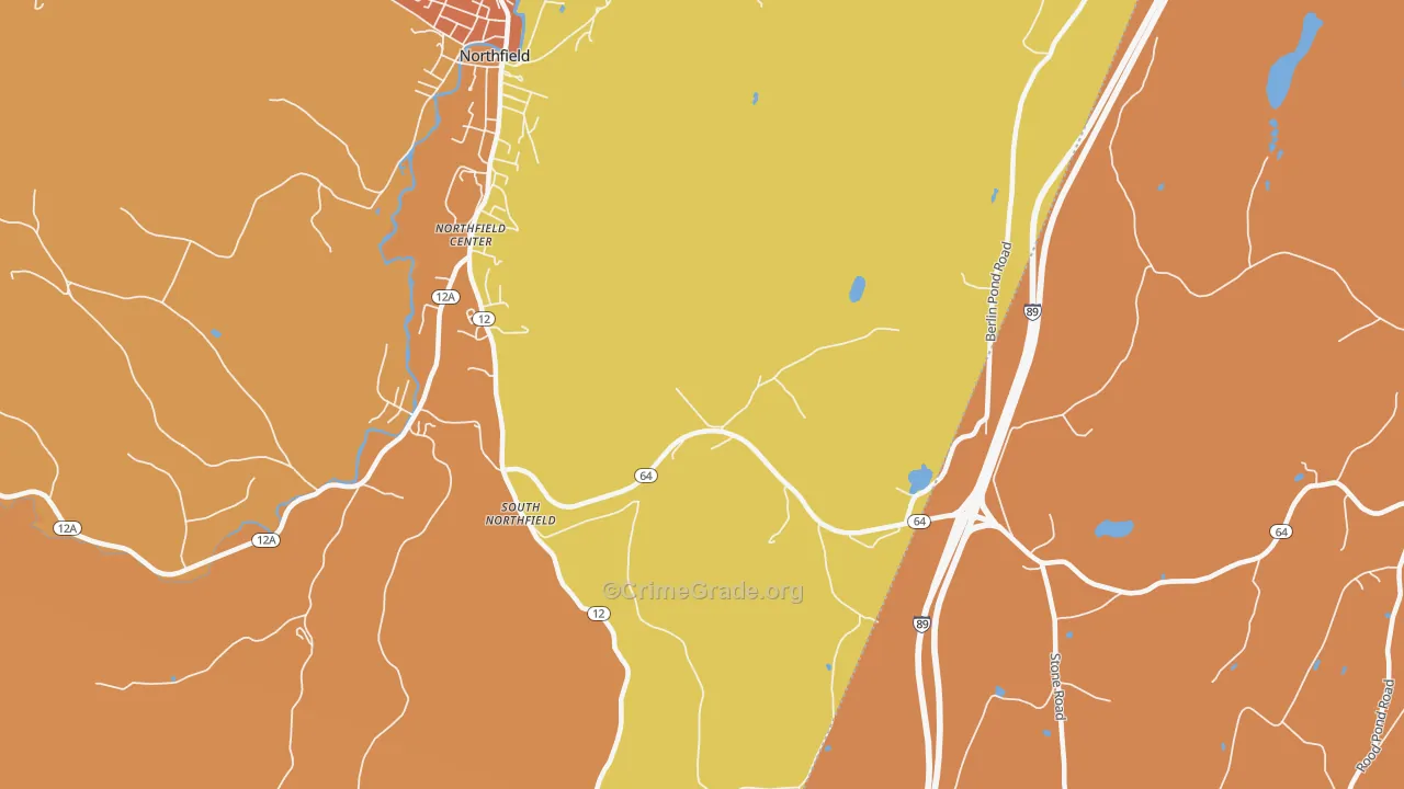South Northfield, VT Map of Robbery Rates