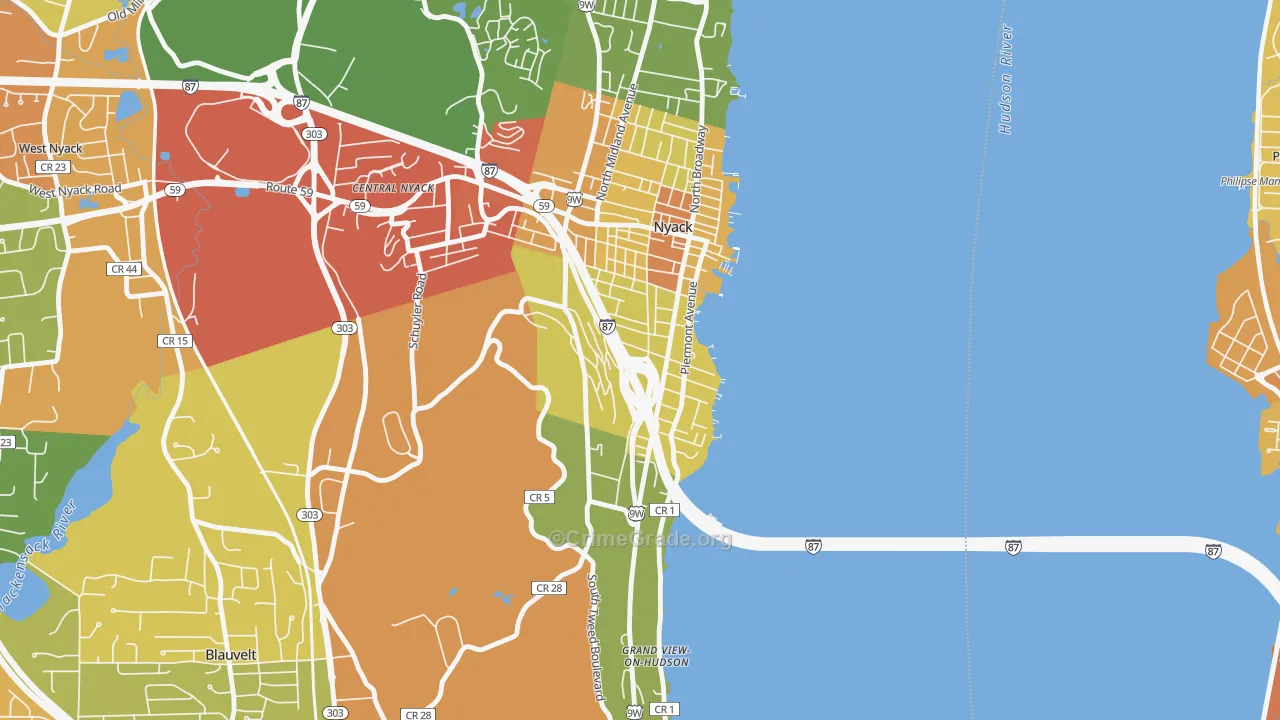 South Nyack, NY Map of Robbery Rates