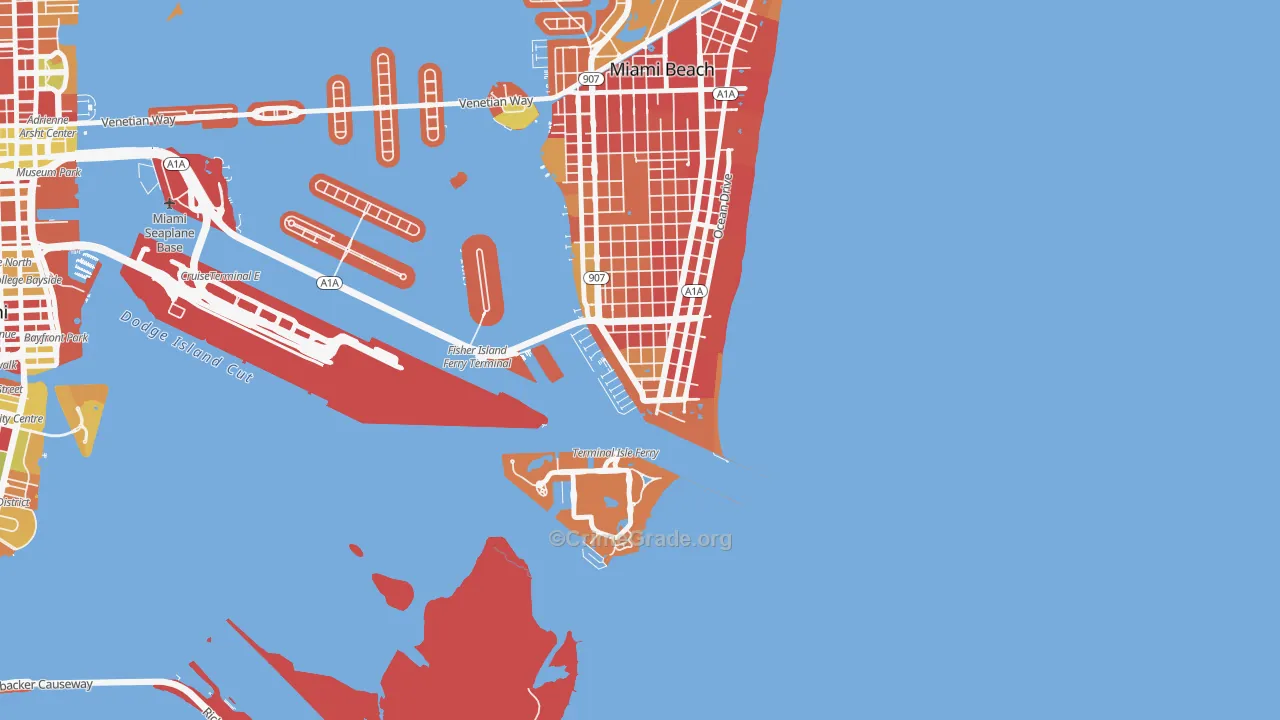 South of Fifth, Miami Beach, FL Map of Robbery Rates