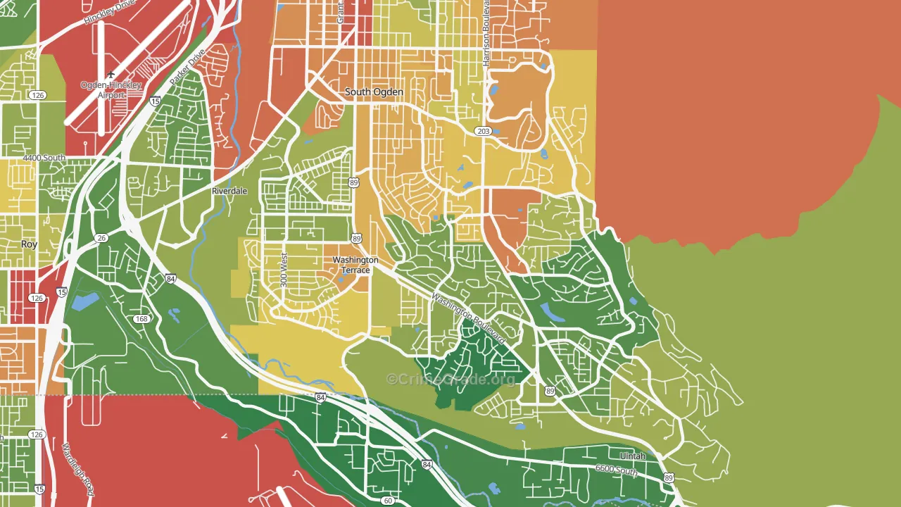 South Ogden, UT Map of Robbery Rates
