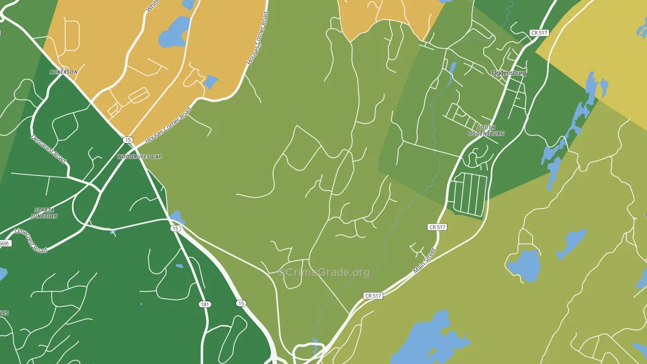 South Ogdensburg, NJ Map of Robbery Rates