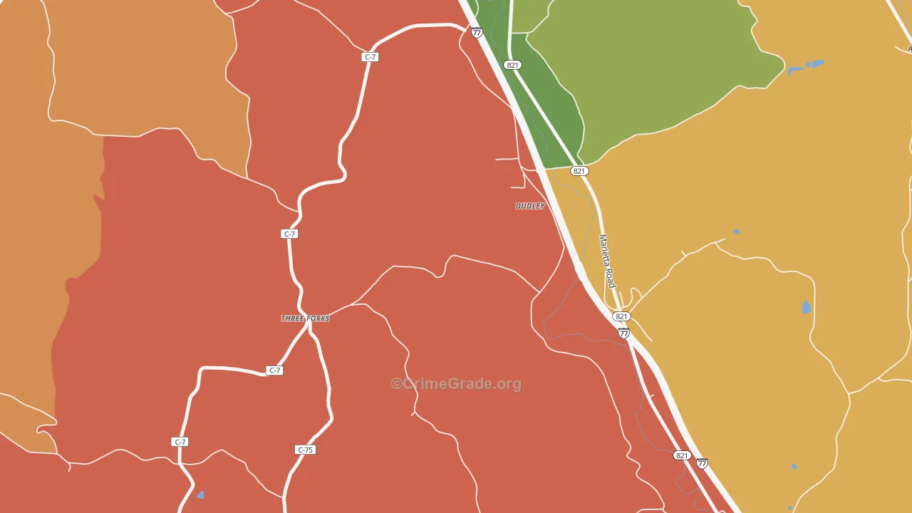 South Olive, OH Map of Robbery Rates