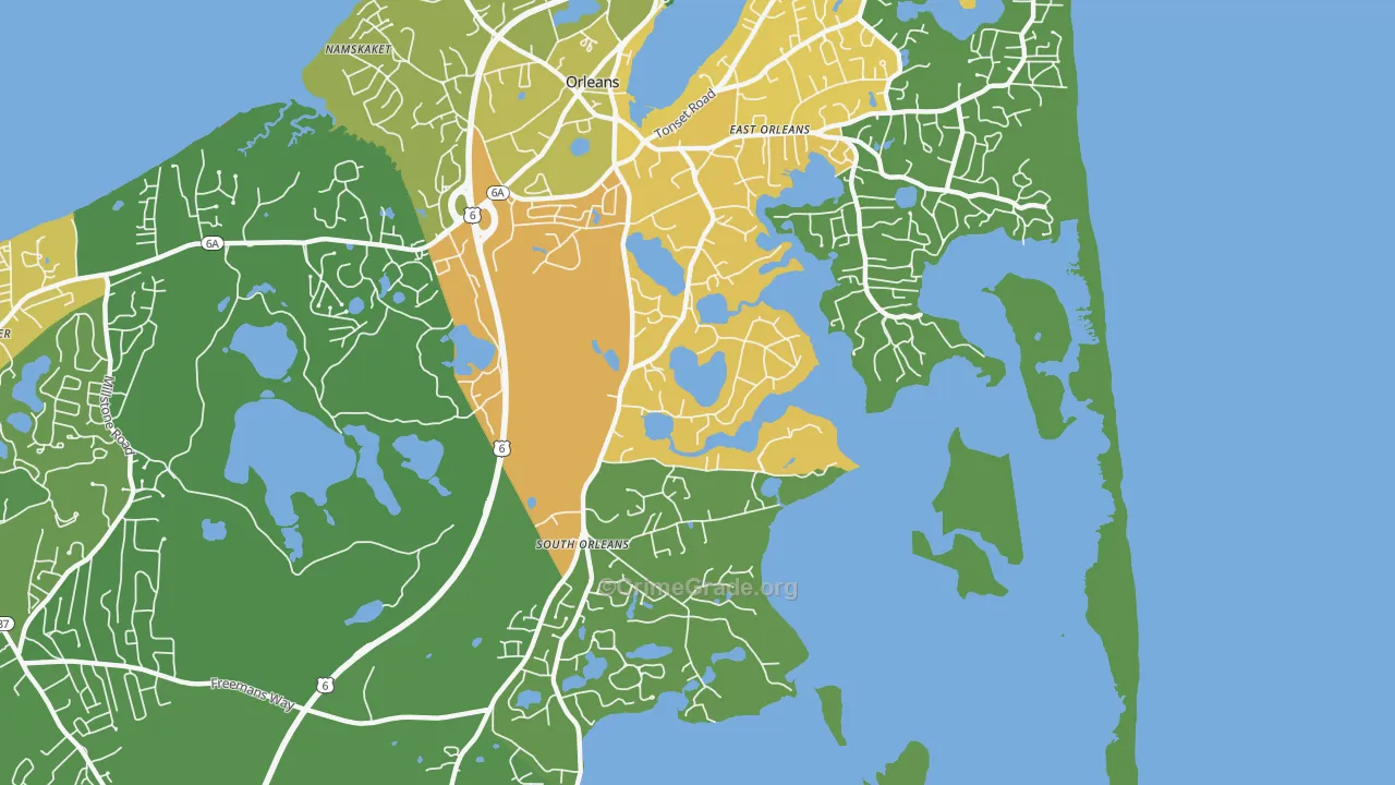 South Orleans, MA Map of Robbery Rates