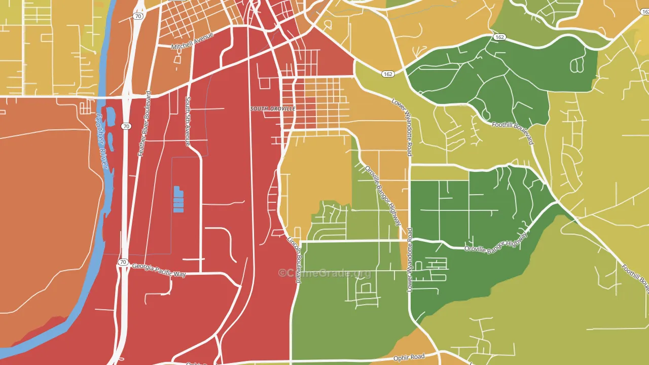 South Oroville, CA Map of Robbery Rates