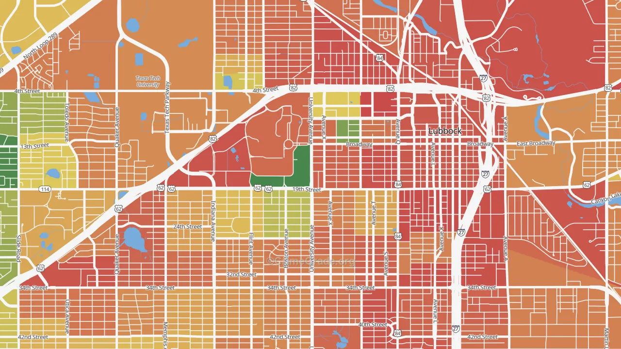 South Overton, Lubbock, TX Map of Robbery Rates