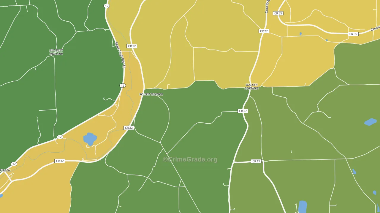 South Oxford, NY Map of Robbery Rates