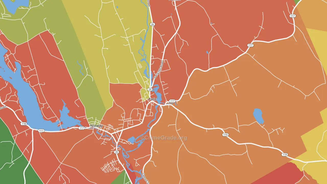 South Paris, ME Map of Robbery Rates