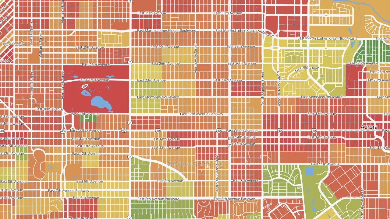 South Park Hill, Denver, CO Map of Robbery Rates